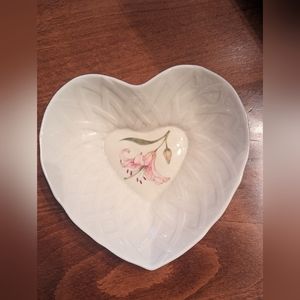 Belleek China Country Trellis heart shaped dish